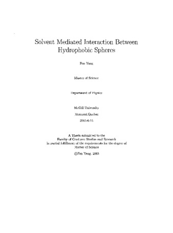 Solvent mediated interaction between hydrophobic spheres thumbnail