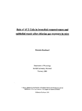 Role of [gamma delta] T cells in bronchial responsiveness and epithelial repair after chlorine gas exposure in mice thumbnail