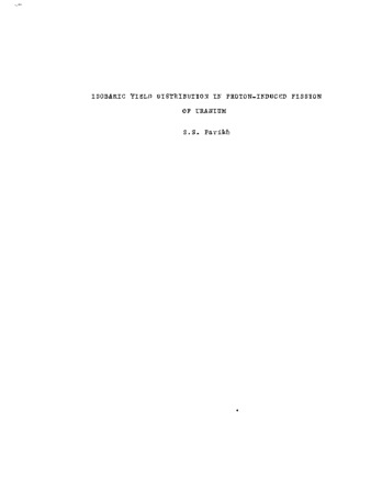 Isobaric yield distribution in fission of uranium by 20-85 MeV protons. thumbnail