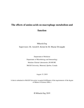 The effects of amino acids on macrophage metabolism and function thumbnail