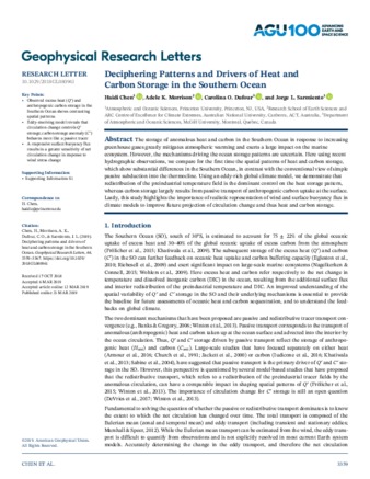 Deciphering Patterns and Drivers of Heat and Carbon Storage in the Southern Ocean thumbnail