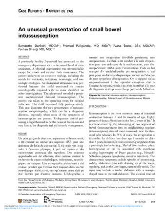 An unusual presentation of small bowel intussusception thumbnail