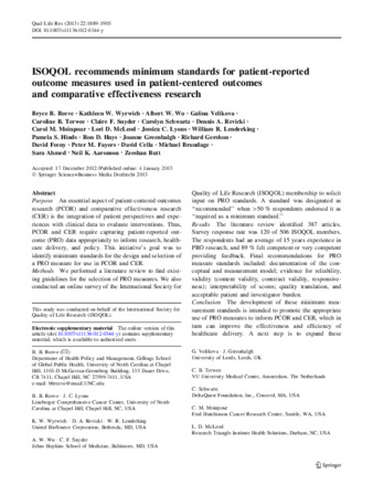 ISOQOL recommends minimum standards for patient-reported outcome measures used in patient-centered outcomes and comparative effectiveness research thumbnail