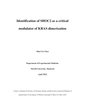 Identification of SHOC2 as a critical modulator of KRAS dimerization thumbnail