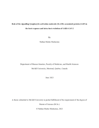 Role of the signalling lymphocytic activation molecule (SLAM)–associated protein (SAP) in the host response and intra-host evolution of SARS-CoV-2 thumbnail