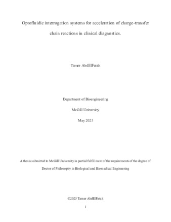 Optofluidic interrogation systems for acceleration of charge-transfer chain reactions in clinical diagnostics. thumbnail