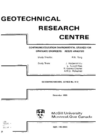 Continuing education environmental studies for graduate engineers: needs analysis thumbnail