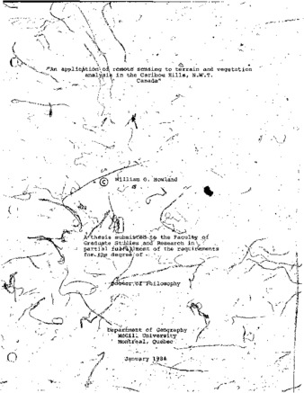 An application of remote sensing to terrain and vegetation analysis in the Caribou Hills, N.W.T., Canada / thumbnail