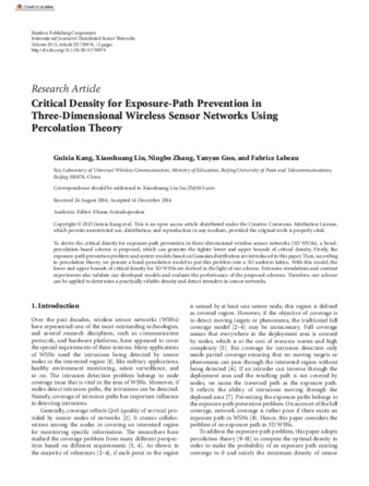 Critical Density for Exposure-Path Prevention in Three-Dimensional Wireless Sensor Networks Using Percolation Theory thumbnail