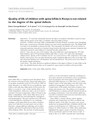 Quality of life of children with spina bifida in Kenya is not related to the degree of the spinal defects thumbnail