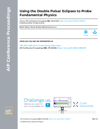 Using the Double Pulsar Eclipses to Probe Fundamental Physics thumbnail