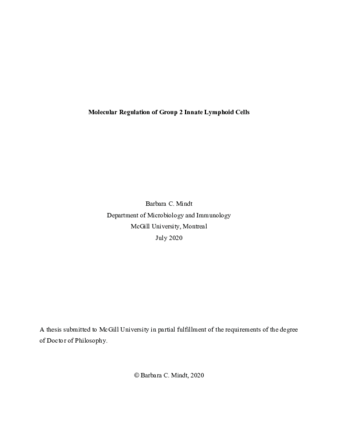 Molecular regulation of group 2 innate lymphoid cells thumbnail