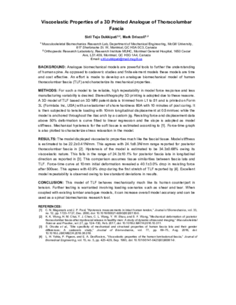 Viscoelastic Properties of a 3D Printed Analogue of Thoracolumbar Fascia thumbnail