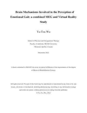 Brain Mechanisms Involved in the Perception of Emotional Gait:  a combined MEG and Virtual Reality Study thumbnail