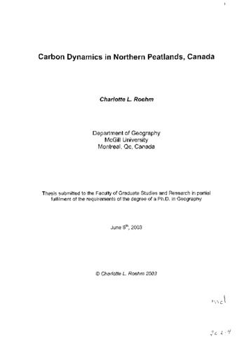 Carbon dynamics in northern peatlands, Canada thumbnail