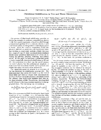 Directional solidification in two and three dimensions thumbnail