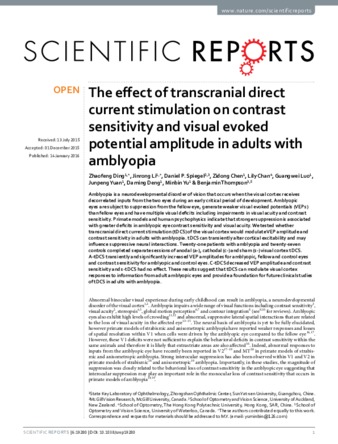 The effect of transcranial direct current stimulation on contrast sensitivity and visual evoked potential amplitude in adults with amblyopia thumbnail