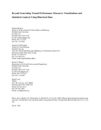 Beyond Generating Transit Performance Measures: Visualizations and Statistical Analysis Using Historical Data thumbnail