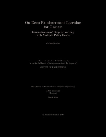 On deep reinforcement learning for games: generalization of deep Q-learning with multiple policy heads thumbnail