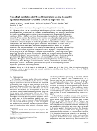 Using high-resolution distributed temperature sensing to quantify spatial and temporal variability in vertical hyporheic flux thumbnail