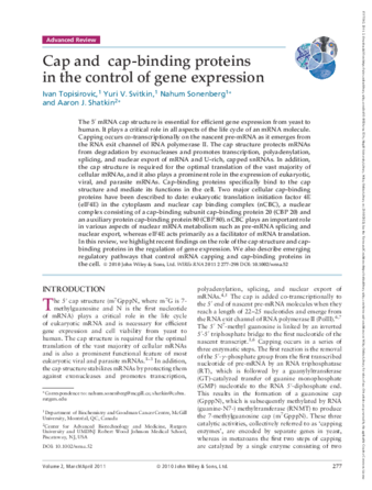 Cap and cap-binding proteins in the control of gene expression thumbnail