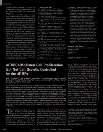 mTORC1-Mediated Cell Proliferation, But Not Cell Growth, Controlled by the 4E-BPs thumbnail