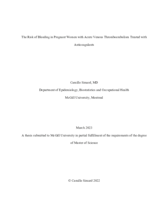 The risk of bleeding in pregnant women with acute venous thromboembolism treated with anticoagulants thumbnail