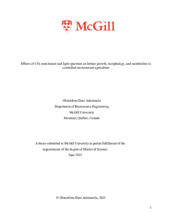 Effects of CO₂ enrichment and light spectrum on lettuce growth, morphology, and metabolites in controlled environment agriculture thumbnail