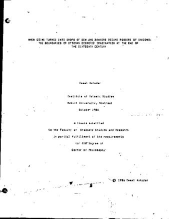 When coins turned into drops of dew and bankers became robbers of shadows : the boundaries of Ottoman economic imagination at the end of the sixteenth century thumbnail