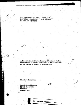 An analysis of the transition between community and privacy in urban housing / thumbnail