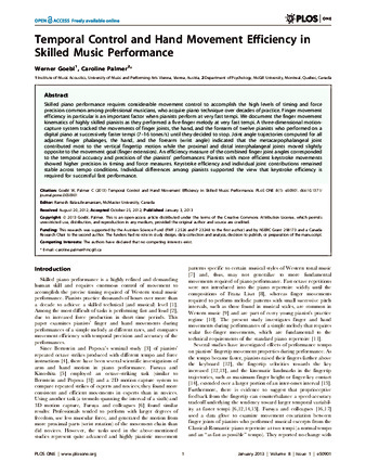 Temporal Control and Hand Movement Efficiency in Skilled Music Performance thumbnail