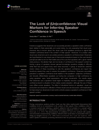 The Look of (Un)confidence: Visual Markers for Inferring Speaker Confidence in Speech thumbnail