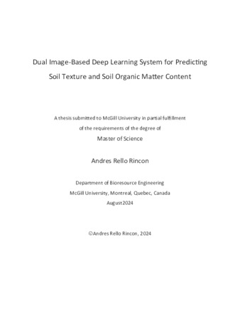 Dual Image-Based Deep Learning System for Predicting Soil Texture and Soil Organic Matter Content thumbnail