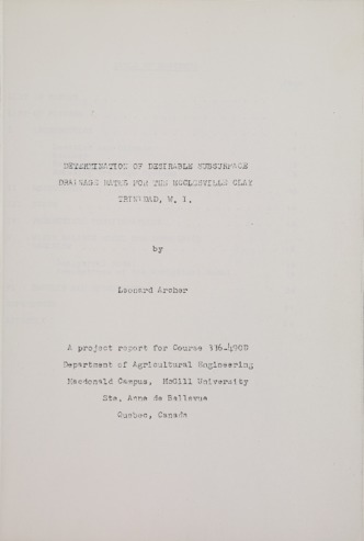 Determination of Desirable Subsurface Drainage Rates for the Ecclesville Clay Trinidad, W.I. thumbnail