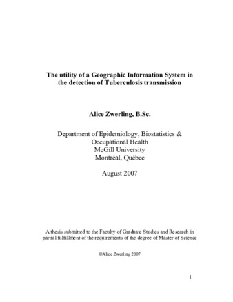 The utility of a Geographic Information System in the detection of Tuberculosis transmission thumbnail