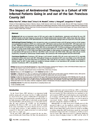 Impact of Antiretroviral Therapy in a Cohort of HIV Infected Patients Going in and out of the San Francisco County Jail thumbnail