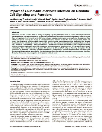 Impact of Leishmania mexicana Infection on Dendritic Cell Signaling and Functions thumbnail