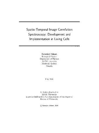 Spatio-temporal image correlation spectroscopy : development and implementation in living cells thumbnail