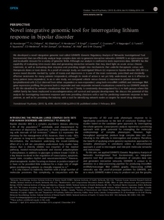 Novel integrative genomic tool for interrogating lithium response in bipolar disorder thumbnail