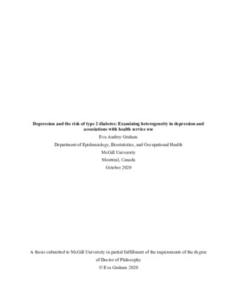 Depression and the risk of type 2 diabetes: Examining heterogeneity in depression and associations with health service use thumbnail