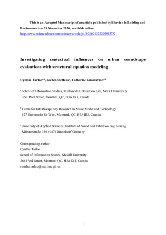 Investigating contextual influences on urban soundscape evaluations with structural equation modeling thumbnail