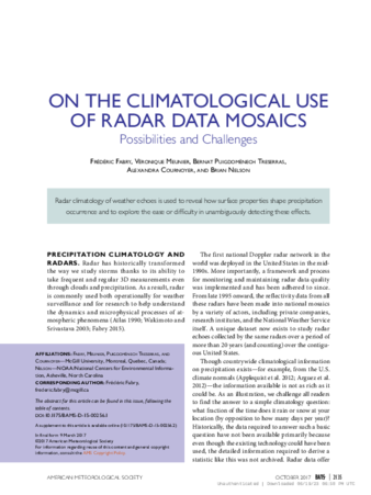 On the Climatological Use of Radar Data Mosaics: Possibilities and Challenges thumbnail