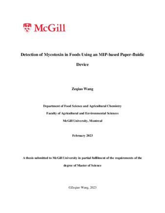 Detection of Mycotoxin in Foods Using a MIP-based Paper-fluidic Device thumbnail