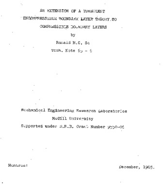 An extension of a turbulent incompressible boundary layer theory to compressible boundary layers thumbnail