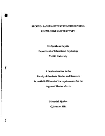 Second-language text comprehension : knowledge and text type thumbnail