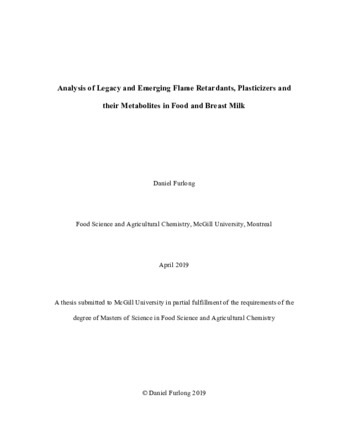 Analysis of legacy and emerging flame retardants, plasticizers and their metabolites in food and breast milk thumbnail