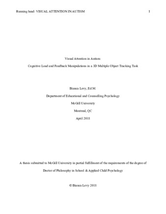 Visual attention in autism: cognitive load and feedback manipulations in a 3D multiple object tracking task thumbnail
