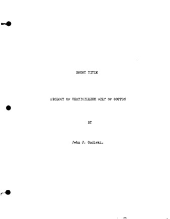 Biology of verticillium wilt of cotton. thumbnail