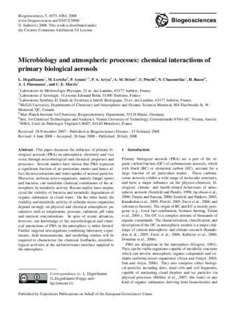 Microbiology and atmospheric processes: chemical interactions of primary biological aerosols thumbnail