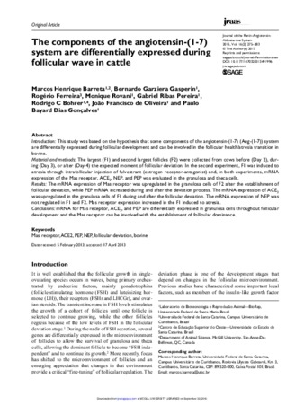 The components of the angiotensin-(1-7) system are differentially expressed during follicular wave in cattle thumbnail